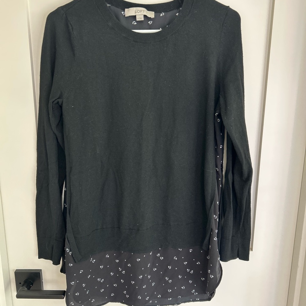 LOFT Black Layered Sweater Top